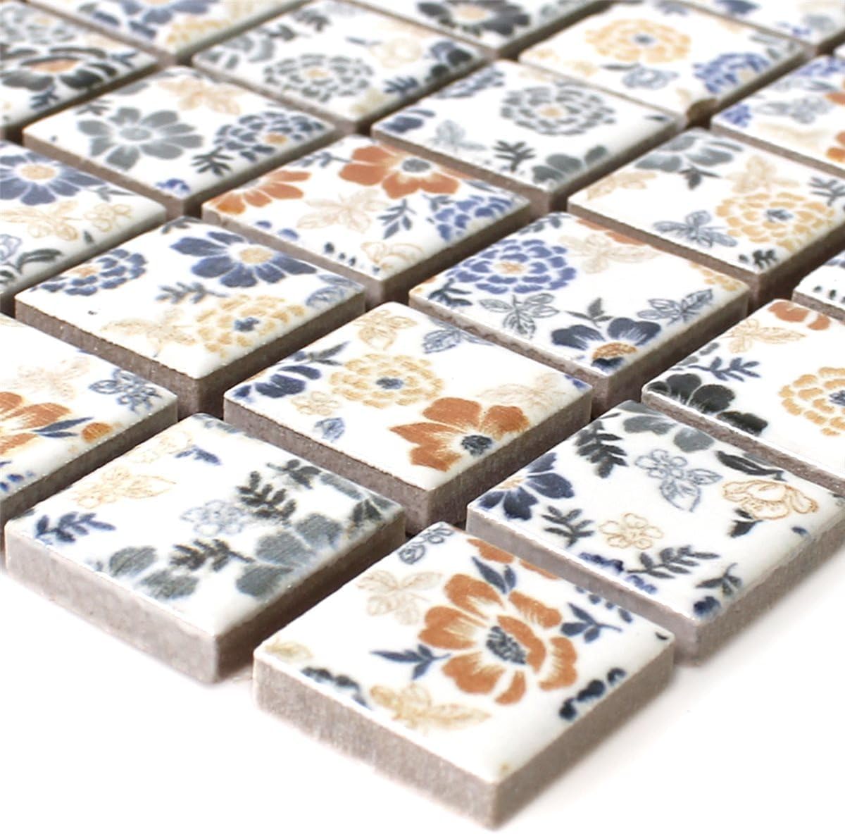 Ceramic Mosaic Tiles, White Flower