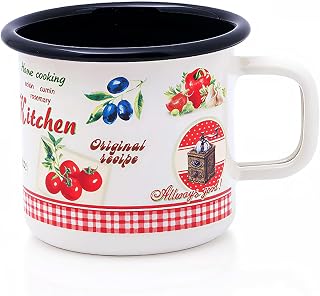 Metalac Retro Kitchen Enamel Mug, Travel Mug, Enamel Mug, Tea Mug for Indoors and Outdoors, Camp Drinking Cups, Campfire Mug