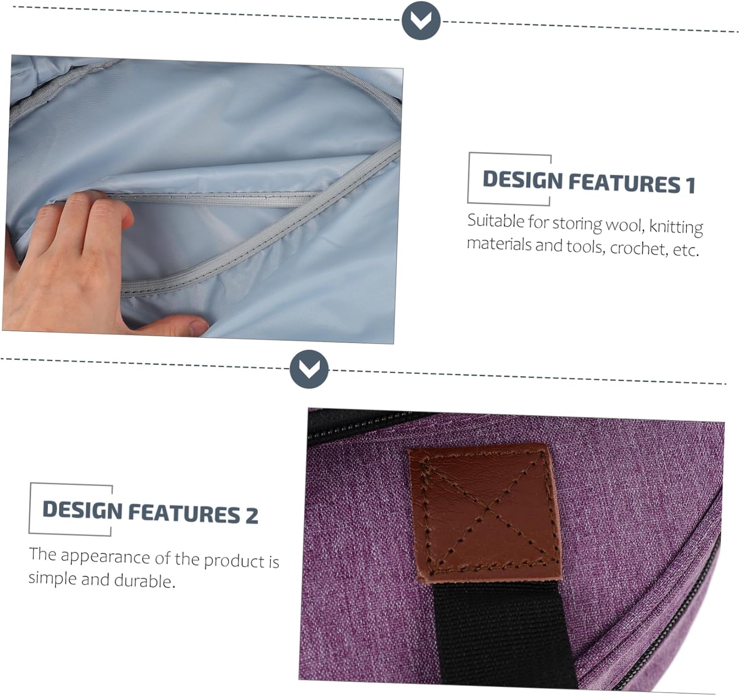 Gogogmee 1pc Multi-Pocket Embroidery Tool Carrying Bag Sewing Storage Pouch for Craft Supplies for Knitting and Embroidery Projects Portable Organizer Purple