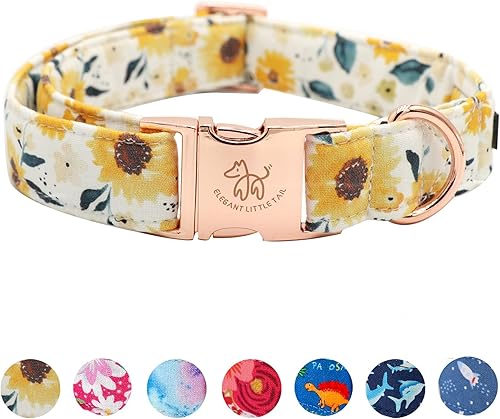 Elegant little tail Collar para perro, diseño de girasol, collar para mascotas, duradero, lindo, para verano, otoño, mujer, regalo para mascotas,