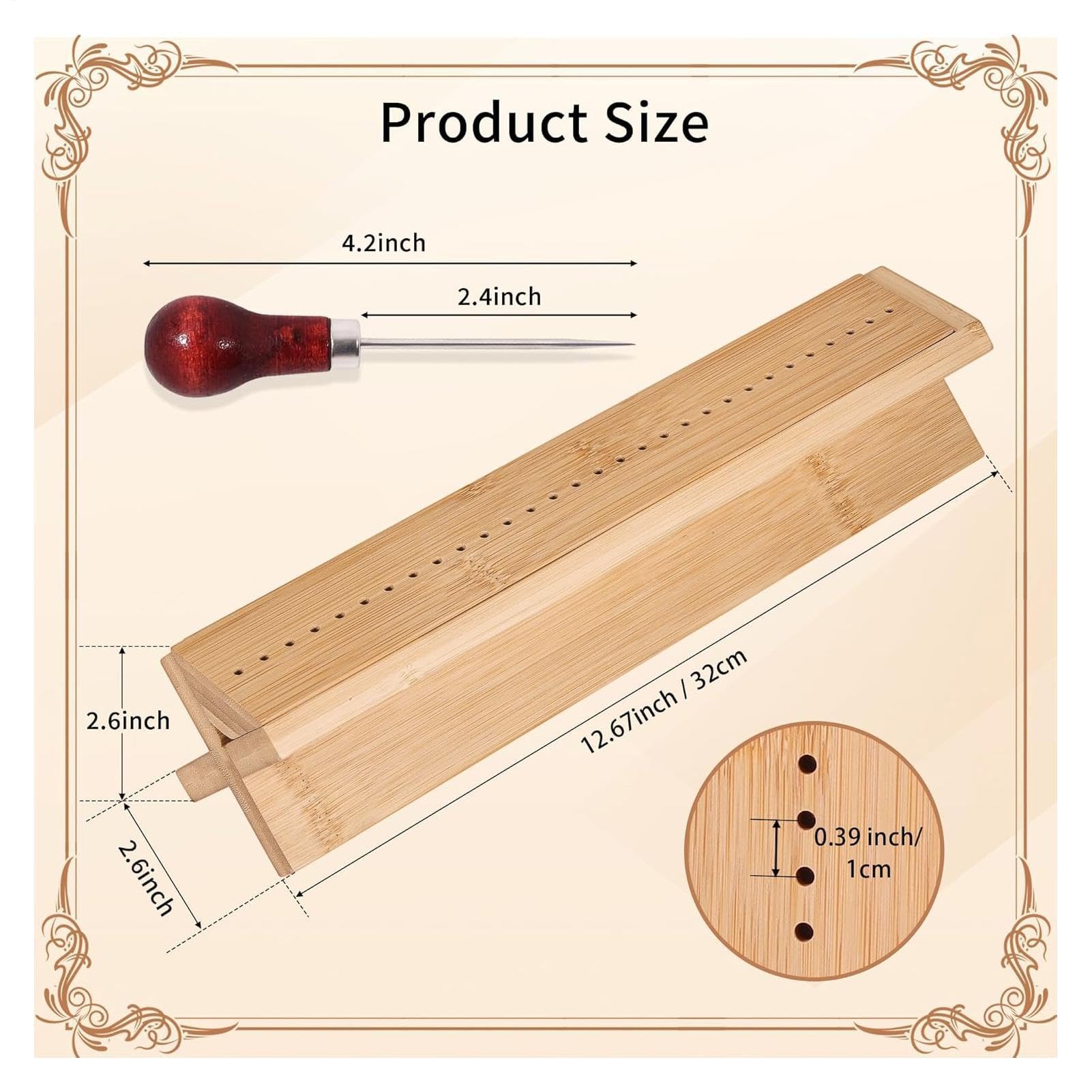 Punzón de encuadernación de madera punzón herramienta para diarios