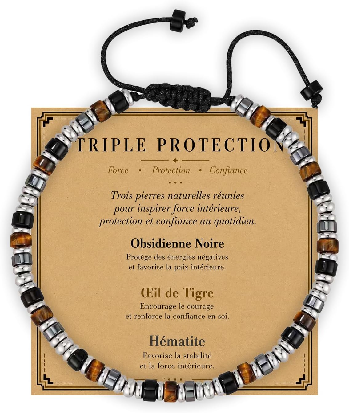 Lueaurra Bracelet Homme Pierres Naturelles Cadeau Homme Garçon