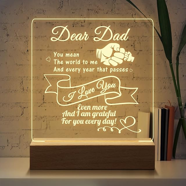 Funnli Gifts for Dad, Night Light Dad Gifts, Bedside Lamp 15CM*19CM Daddy Presents, Birthday Gifts for Dad from Daughter Son