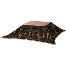 AZUMAYA KK-147 Kotatsu Futon Square Shape، Camouflage Design مادة البوليستر والقطن ، W75.0 x D75.0 بوصة ، المنزل والمعيشة ، التمويه الأخضر اللون