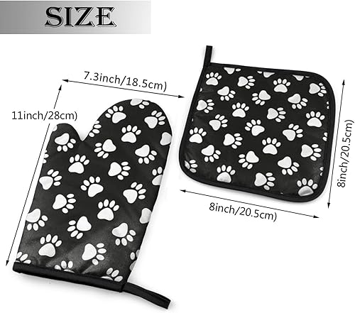 Miniatura 2 de Perinsto Juego de guantes de horno y soportes para ollas con degradado multicolor, resistentes al calor, arco iris, purpurina, guantes de cocina