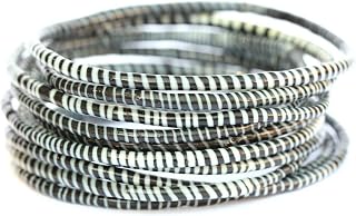 10 Black and White Recycled Flip Flop Bracelets Hand Made in Africa