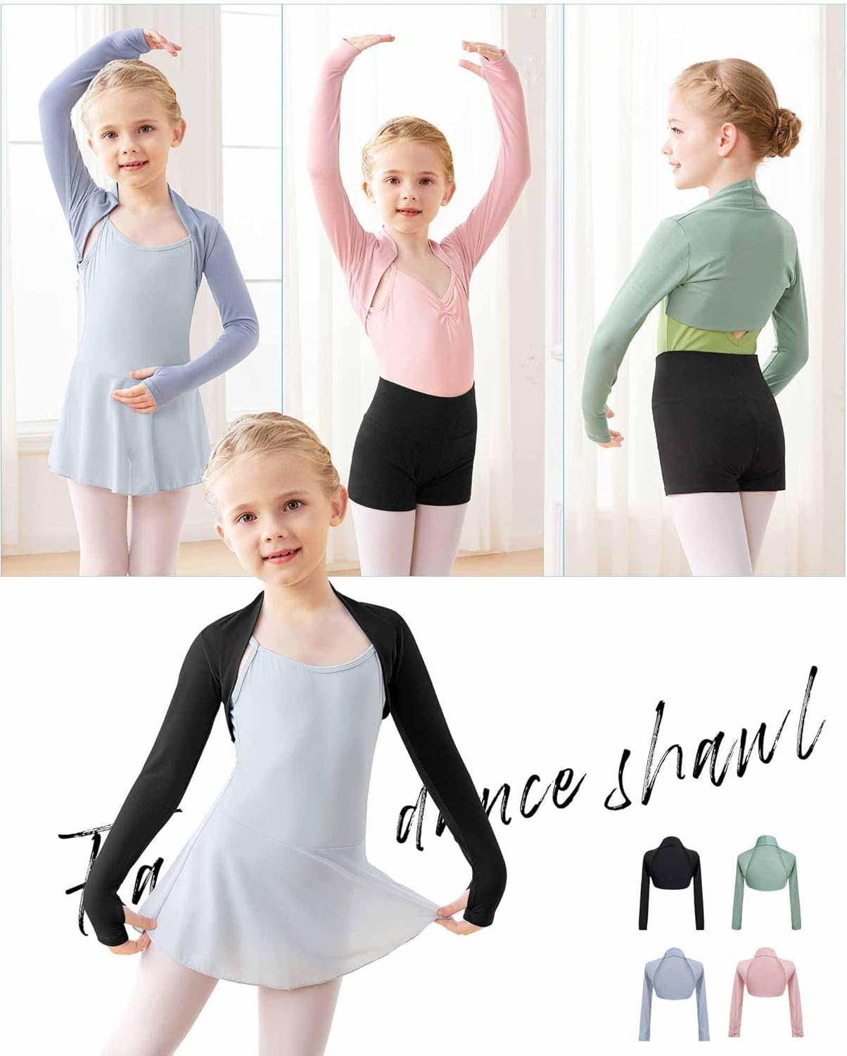 Modal Girls Kids Ballet Shrug Sweater Open Front Athletic Bolero Cardigan for Leotards - Image 5