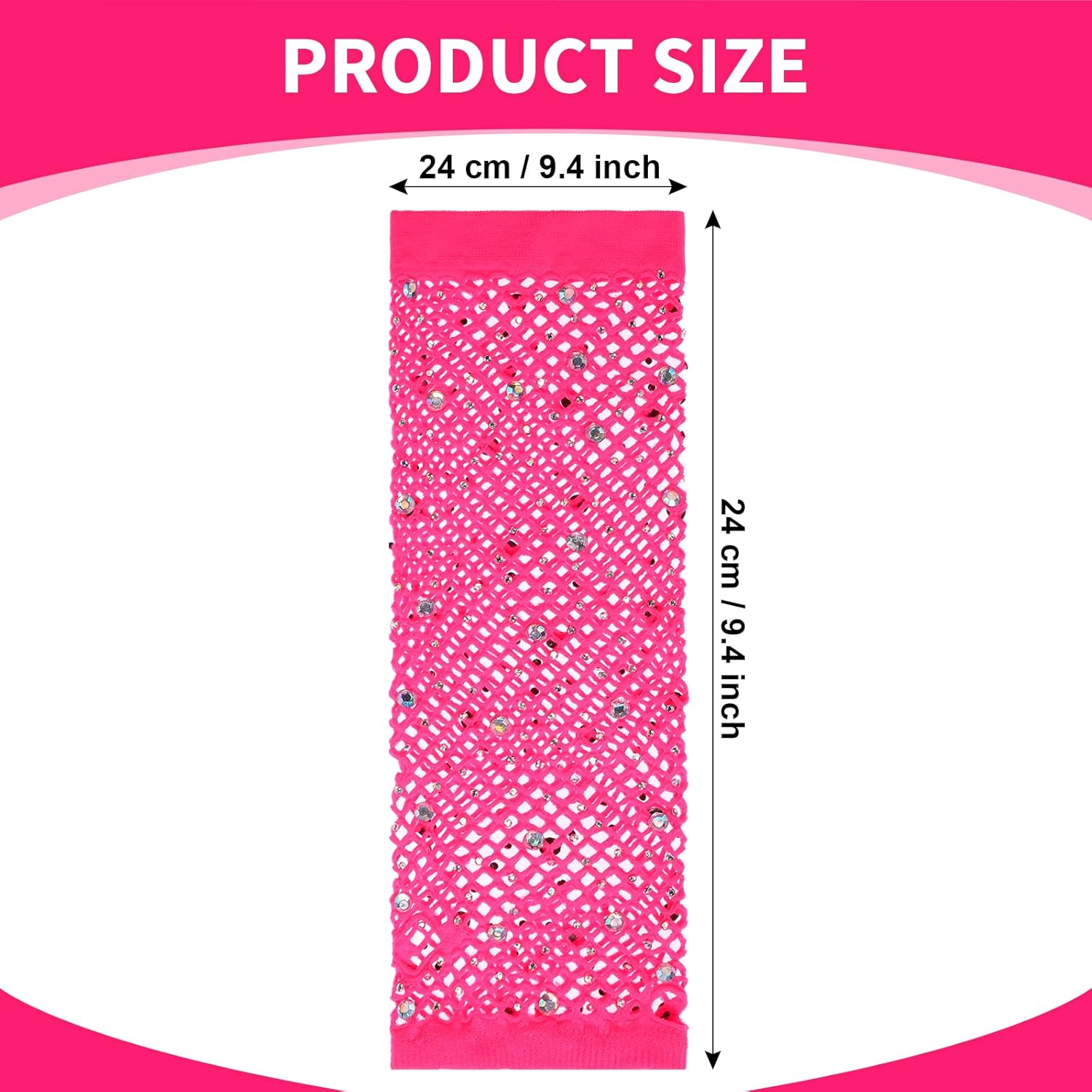 TecUnite 12 Pairs Fishnet Gloves Fingerless Neon Gloves for Women Men 80s Party Costume Accessories Supplies - Image 2