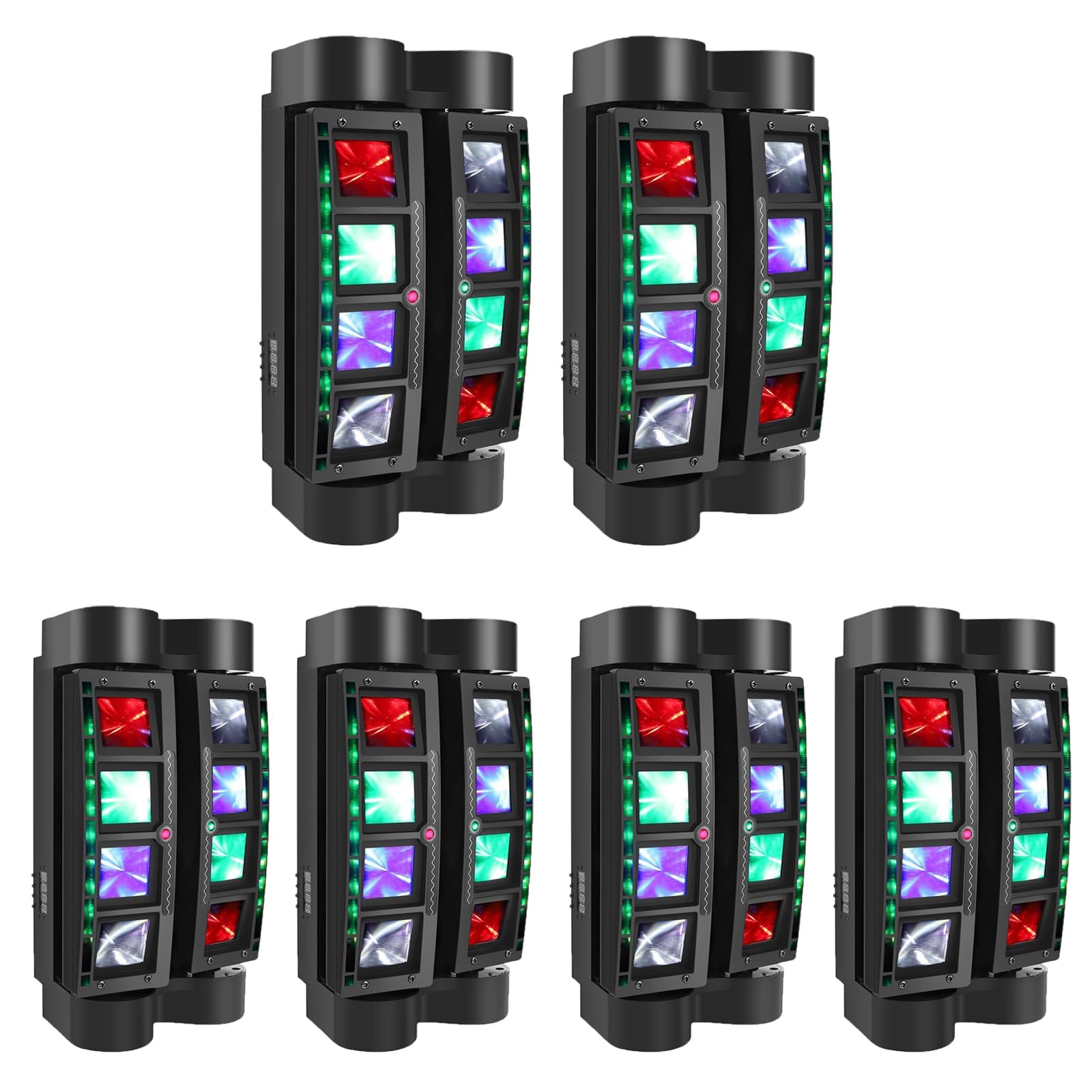 YXFAZPP 8 Beam RGBW Moving Head Light, DMX512 & Sound Activated Disco Stage Light with 2 Pixel Effects, 150° Pan 60° Tilt, 7/15CH, for Party (6pcs)