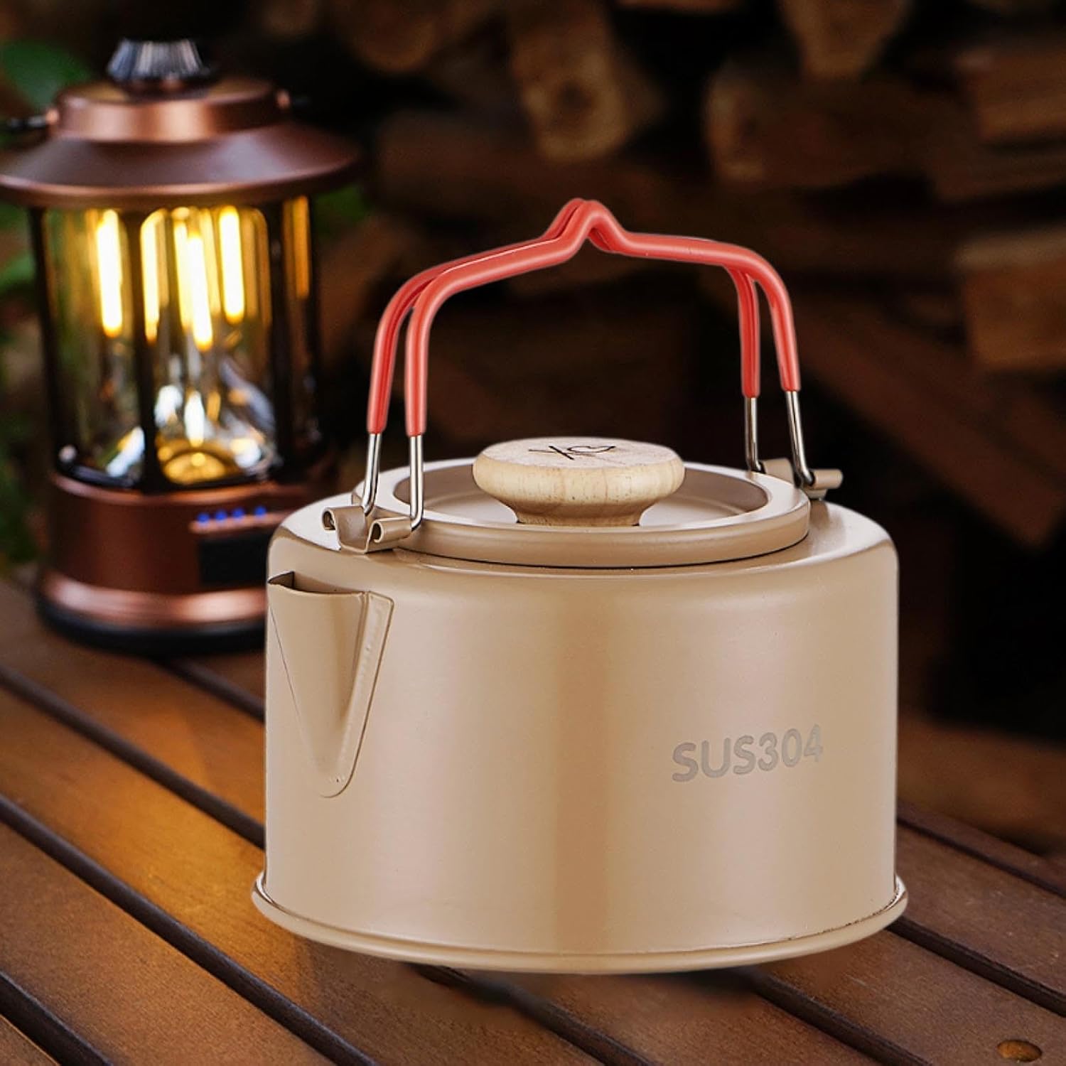 Camping Kettle Tea Pot Versatile 1.1 L Portable Tableware Coffee Pot with Handle Tea Kettle Teapot for Travel Hiking Campfire (Coffee)