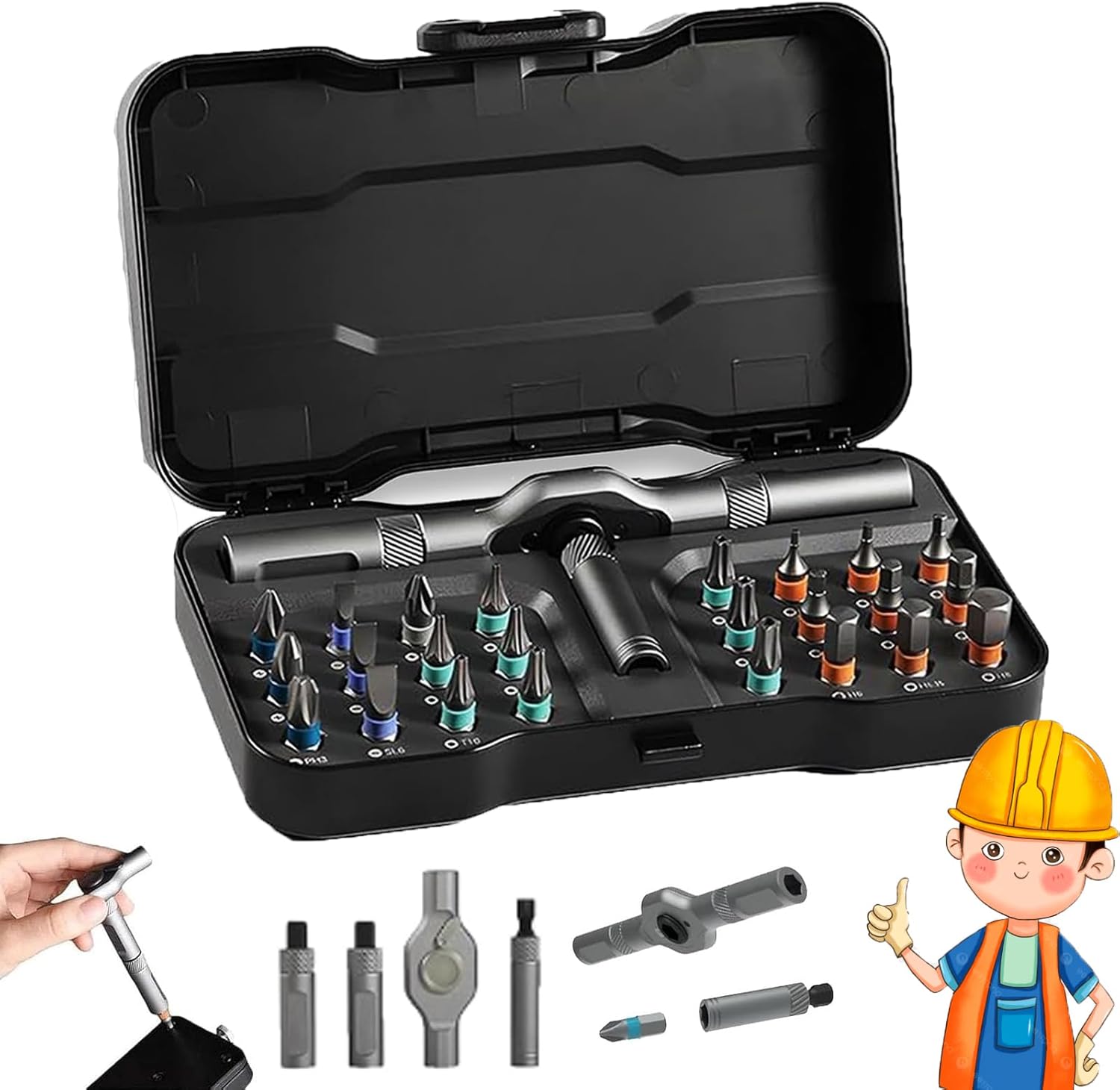 24 in 1 Screwdriver Set, 24 in 1 Dly Screwdriver Set Magnetic Compact and Portable Ratchet Screwdrivers, Adapt to Various Home Repairs