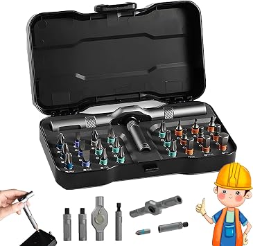 24 in 1 Screwdriver Set, 24 in 1 Dly Screwdriver Set Magnetic Compact and Portable Ratchet Screwdrivers, Adapt to Various Home Repairs