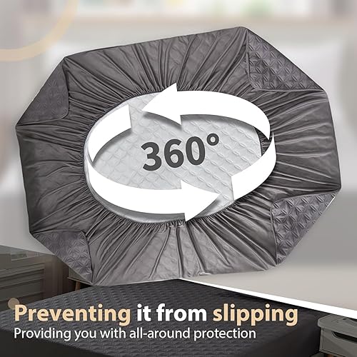 Miniatura 4 de Protector de colchón impermeable, silencioso, transpirable, suave y lavable para dormitorio y hotel (blanco, Queen)