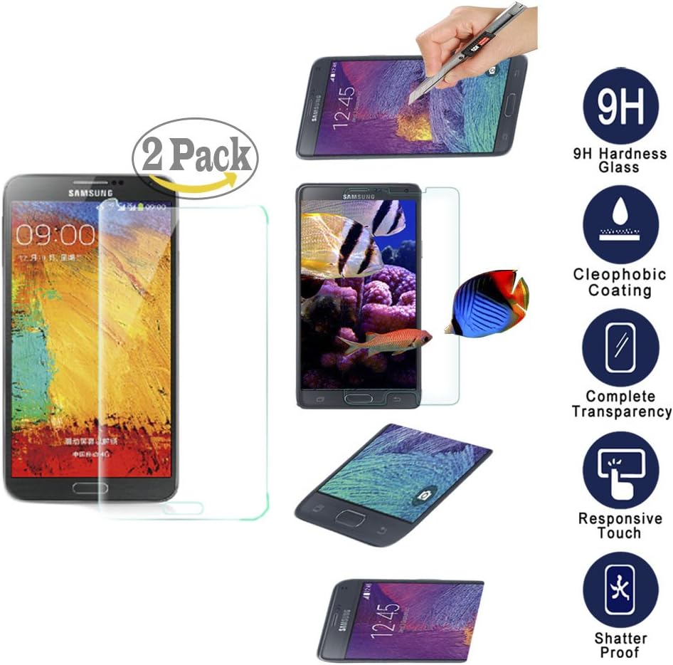 Galaxy Note 3 Screen Protector [2 Pack], KYAL Glass Screen Protector- [Tempered Glass] 9H Hardness, Bubble Free, Extra Thin Screen Protector for Samsung Galaxy Note 3