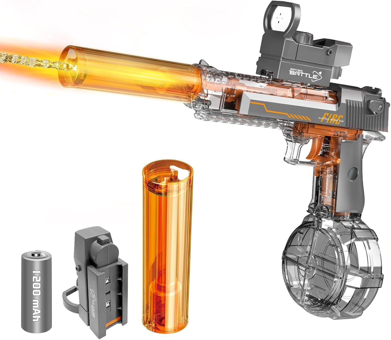 Elektryczny Pistolet Na Wodę, świecący Tłumik, Automatyczny Pistolet Na Wodę O Zasięgu Do 32 Stóp, 300 Strzałów Wodnych, Klasyczny Mocny, Letnia Zabawka Do Basenu Zewnętrznego Dla (Gray)