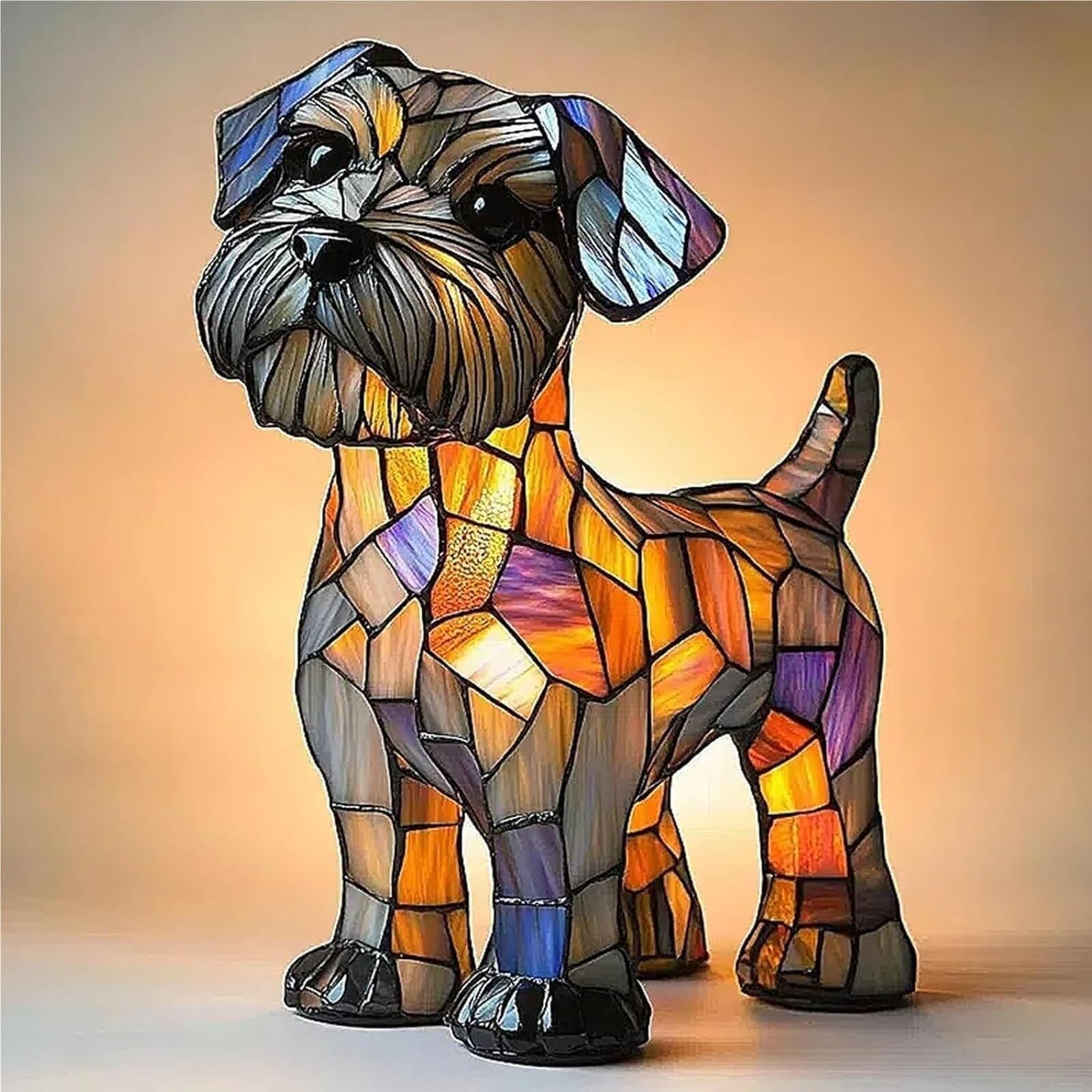 Lampada da tavolo a LED a forma di Schnauzer e Pomerania - Luce notturna in resina artistica a forma di cane per la decorazione della casa, regalo artigianale per gli amanti degli animali(Schnauzer La