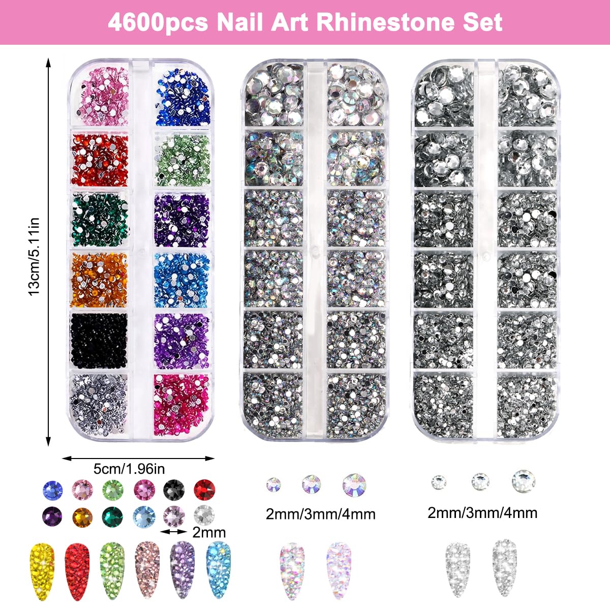 4010 Stück Strasssteine Für Nails – 6 Größen (1,6–6 Mm), K9 Glas, Mit Pinzette Und Aufnehmer