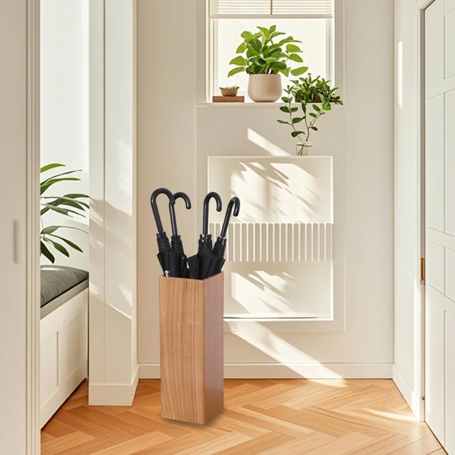 Natural Wood Umbrella Stand, Modern Design for Home Office & Entryway, Perfect Storage Solution for Canes & Umbrellas, Stylish & Functional nizer