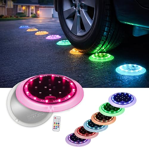 Luces Solares para Muelle, 48 LEDs que Cambian de Color, Luz de Disco Súper Brillante para Entrada de Vehículos, Exterior Resistente al Agua, Perfil