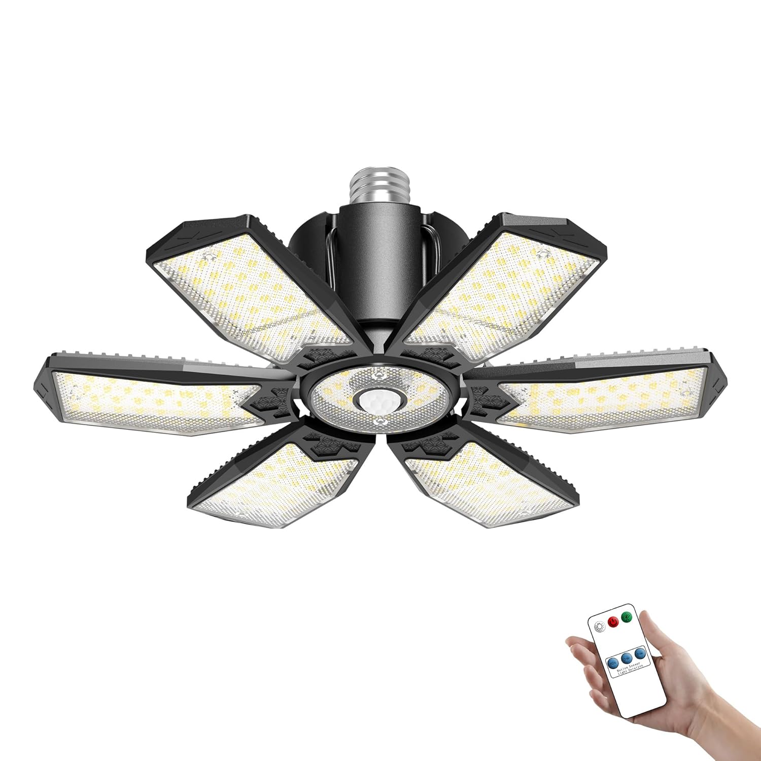 Motion Sensor Garage Light 200W 20000LM Deformable LED Sensing Shop Lighting with Timer Setting - 6500K Bright Motion