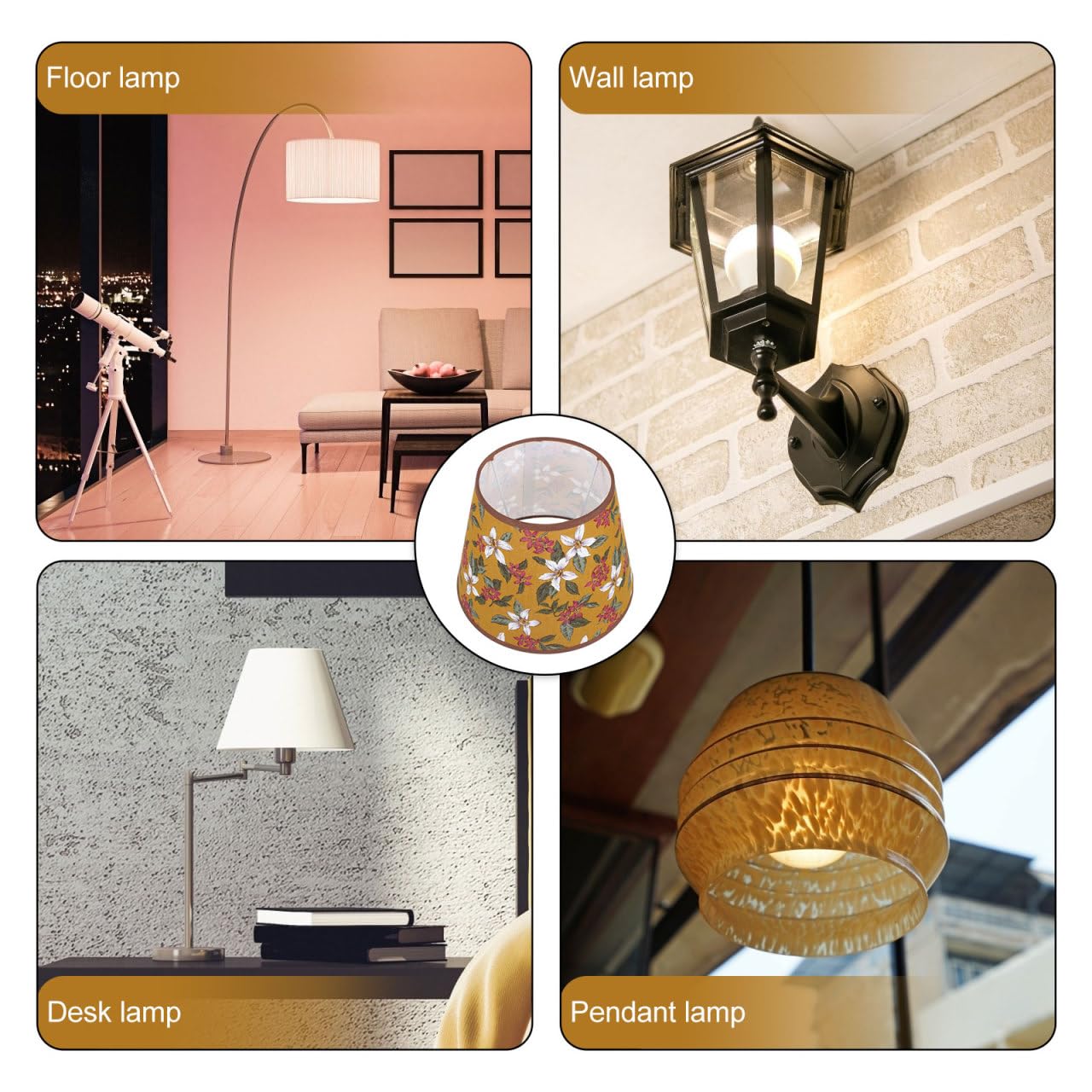 HOMSFOU Pantalla de tela para lámpara de, pantalla de granja, lámpara interior, iluminación de pared, pantalla de mesa, pantalla retro, pantalla de 70 años
