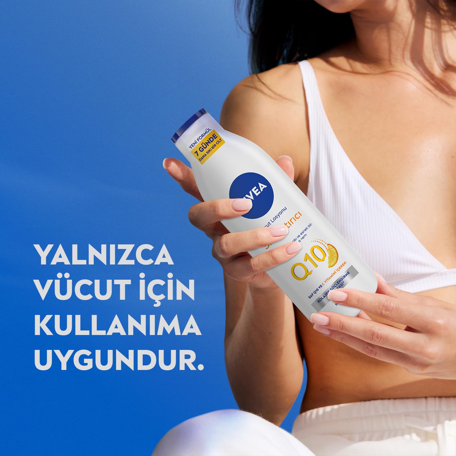 NIVEA Q10 Sıkılaştırıcı Vücut Losyonu 250 ml,72 Saat Nemlendirici,7 Günde Sıkılaşma,Esnek Cilt,C Vitamini,Kolajen,Normal Ciltler İçin