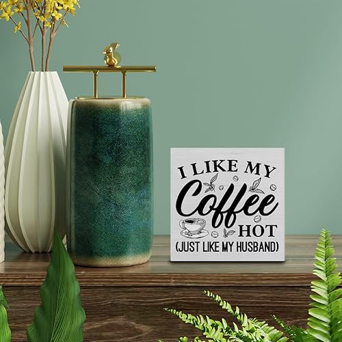 Miniatura 3 de Cartel rústico de madera para amantes del café, decoración de escritorio, con texto en inglés "I Like My Coffee" (I Like My Coffee), letrero de
