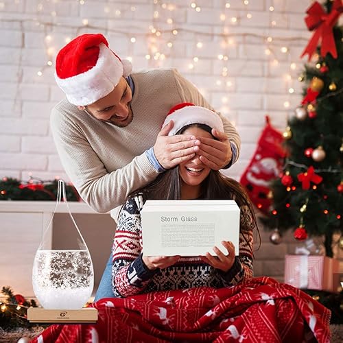 Miniatura 5 de Estación meteorológica de vidrio de tormenta, pronosticador del tiempo, barómetro de vidrio de lágrima, botella de vidrio decorativa de Navidad para