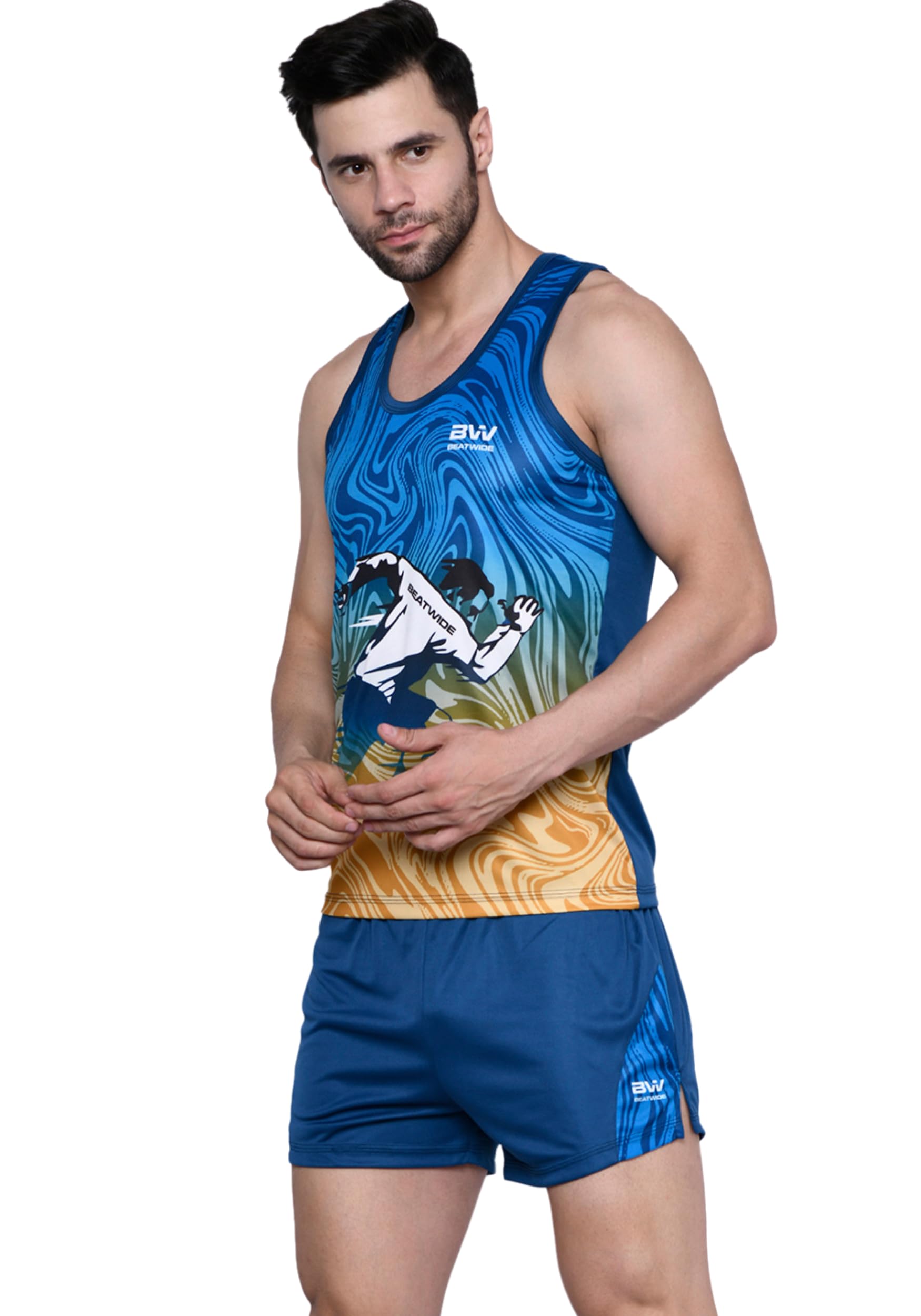 bw: beatwide Beatwide Men's Track And Field Jersy Set | Running Sandoo Set PMC Polyester Mix Running Kit And Running Vest Sandoo Set -Workout Set, Gym Wear, Running Wear,For Men's-picture-13