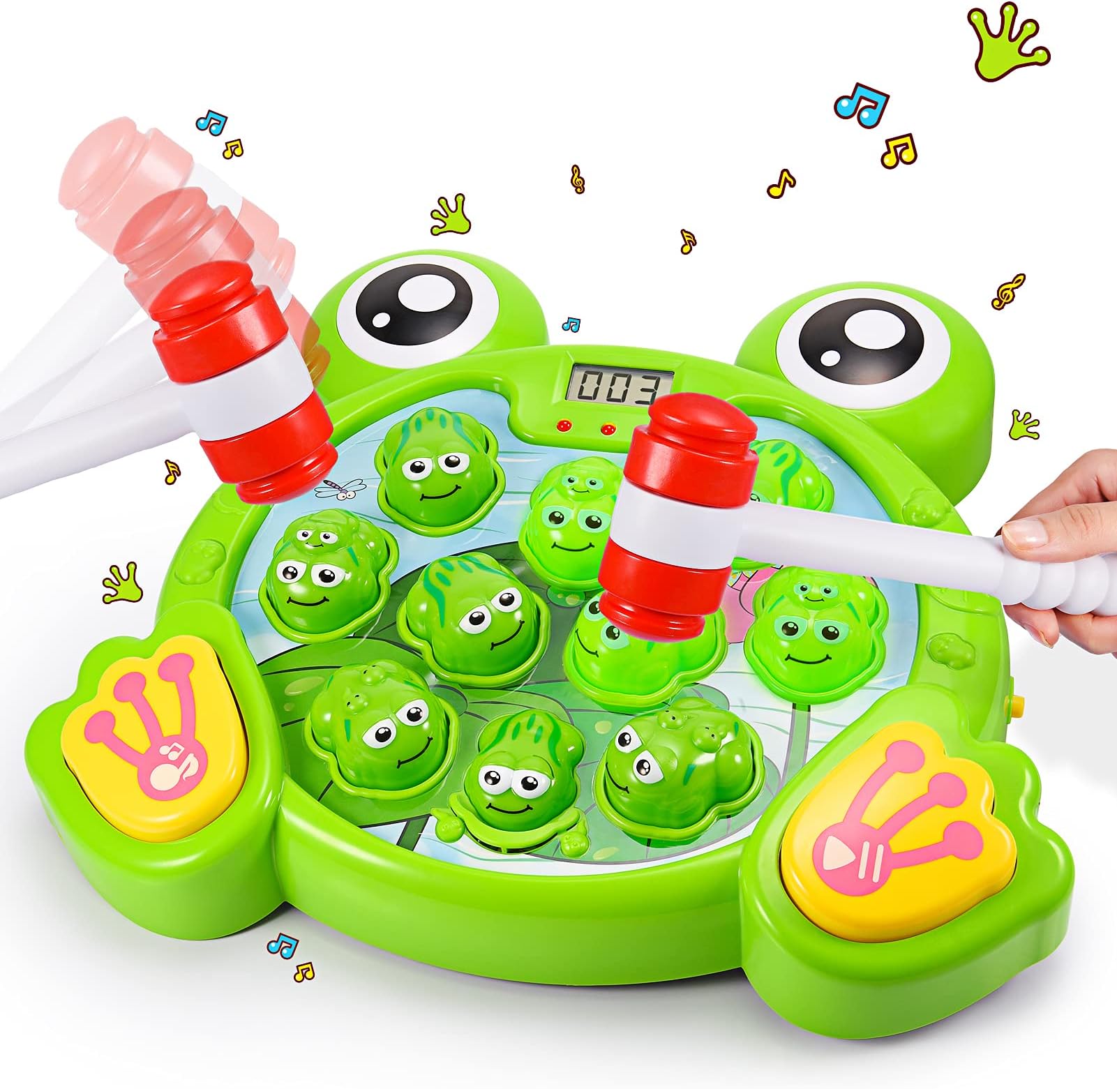 faentwc toyWhack a Frog Games for Kids, Interactive Whacking Mole Game 3 Years Old Boys Early Education Toys with 2 Hammers BoyGirl Age 3-8 Improve Coordination Best Birthday Gifts Toddlers