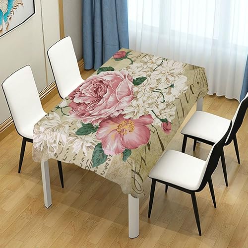 Miniatura 7 de ALAZA Rectangular Shabby Chic Pink Rose Floral Tablecloth Table Cloth Cover for Home Decor Dinner Kitchen Party Picnic Wedding Halloween Christmas