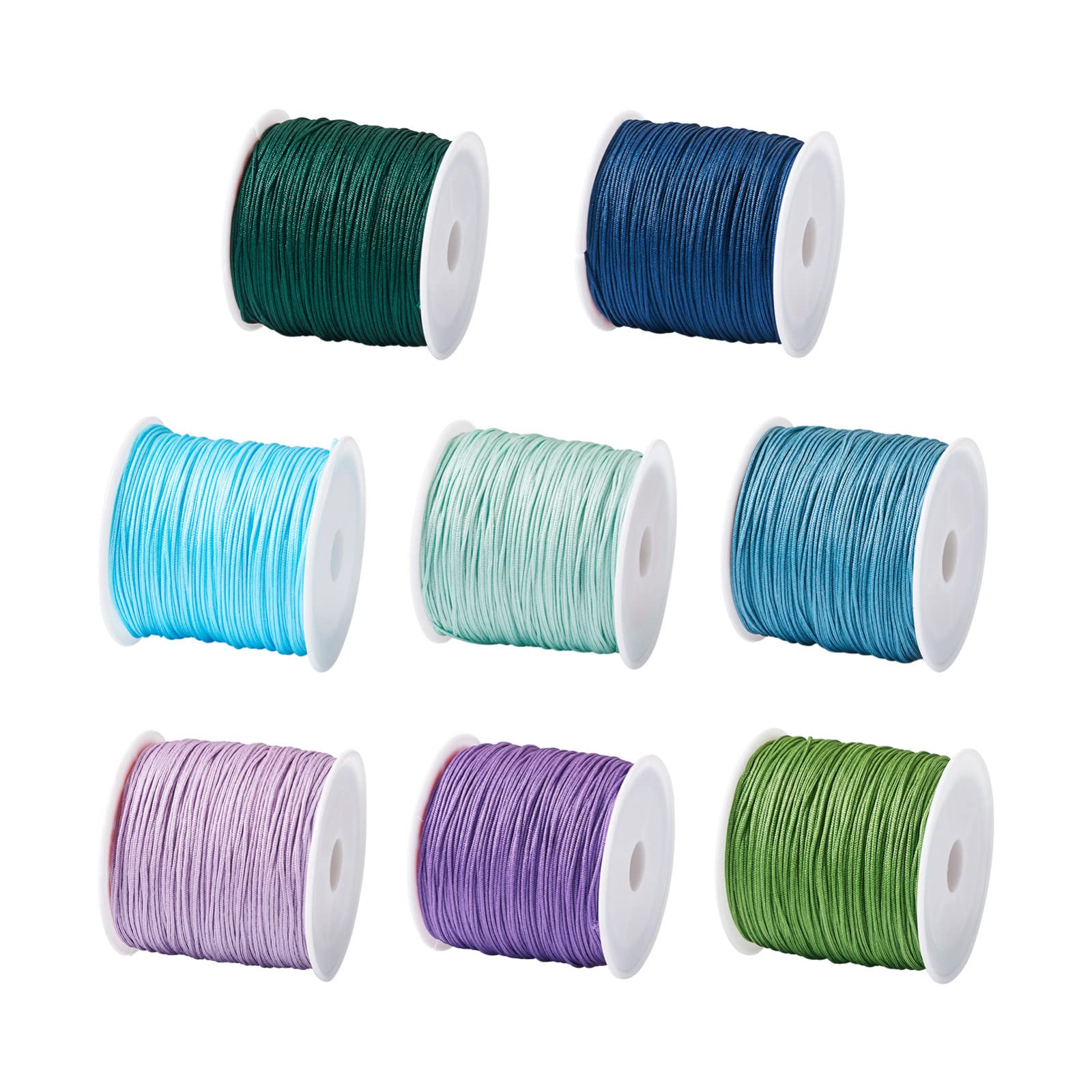 PandaHall - 8 rotoli di filo di nylon per nodi cinesi, corda per macramè, 0,8 mm, corda intrecciata rotonda per perline, braccialetti, creazione di gioielli, 45 m per rotolo