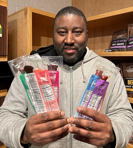 Miniatura 8 de Cesta de regalo de palitos de cecina de 38 piezas  Paquete variado de carne seca de res, venado, búfalo, alce y más  Set de regalo de carne y queso