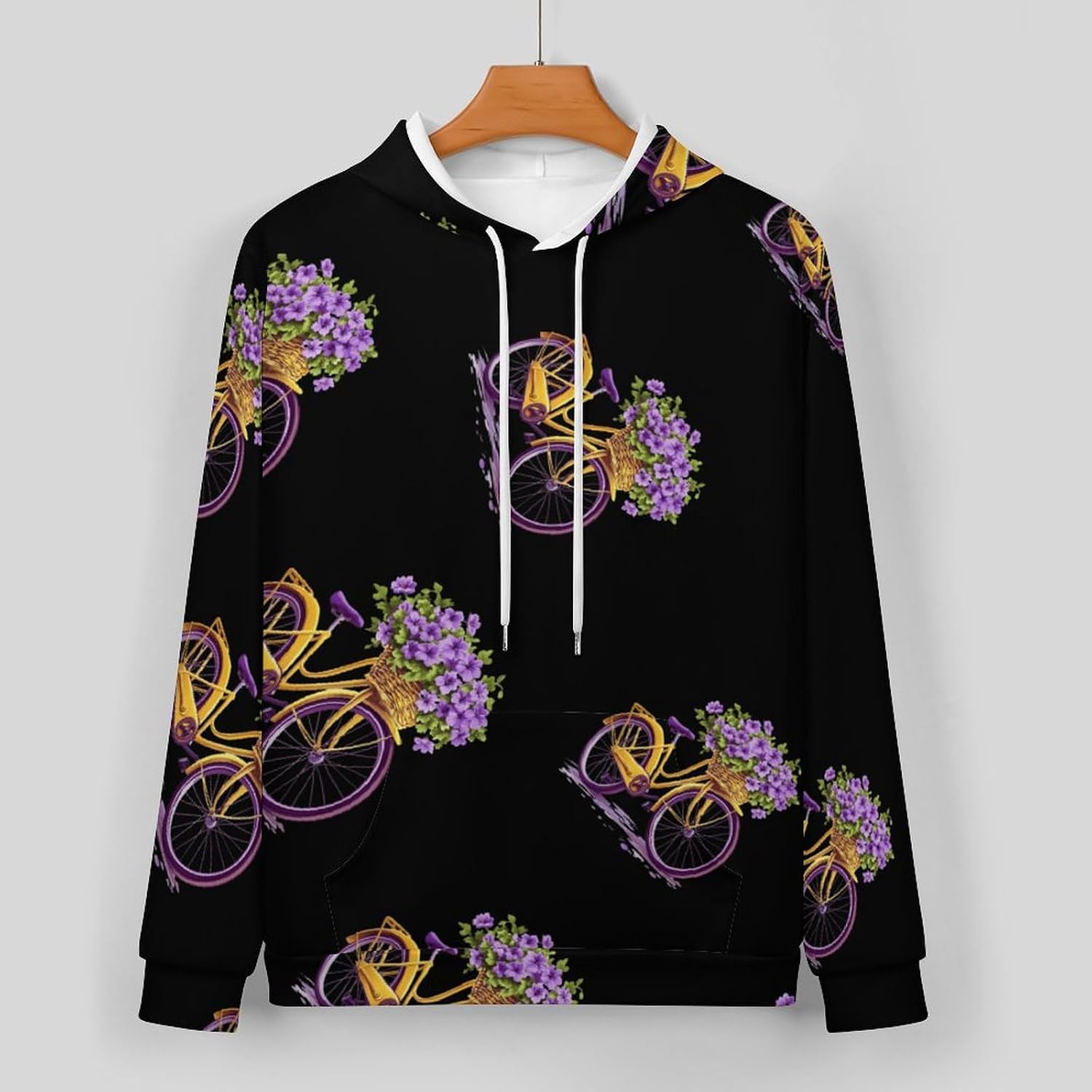 Yellow Bicycle with Flower 2 Piece Tracksuits Sports Jogging Sweatsuits Set for Men Women