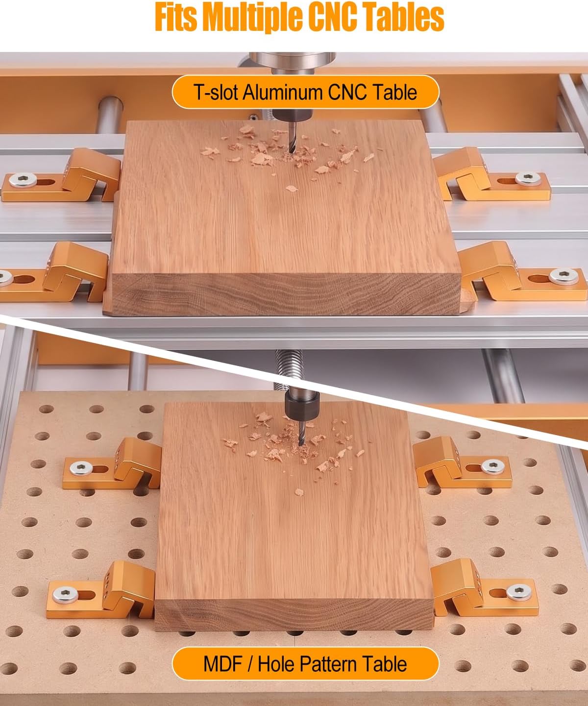 Aluminum Low Profile Tiger Claw Clamp Set for CNC T-Slot & Perforated Table