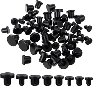 80 Pcs Silicone Rubber Plugs for Round Holes Assorted Sizes 4-9.5mm, Flexible Rubber Hole Plugs, Black High Temp T-Type Silicone Plugs for Bottles, Pipes, and Test Tubes