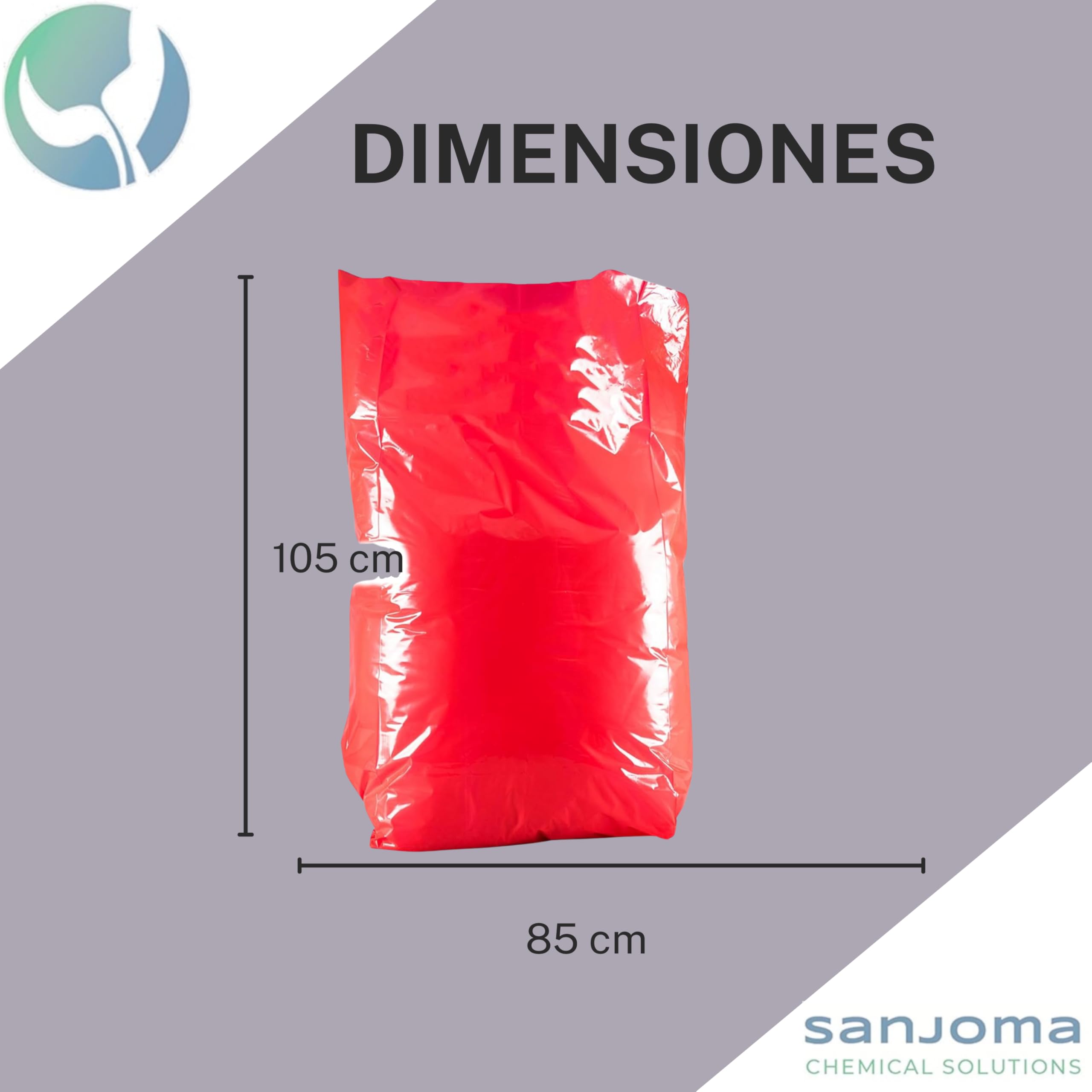 Rollos de bolsas de basura roja 100L (85x105 cm) - Galga150 (Extra Fuerte) ecológicas y compostables – 25 bolsas por rollo