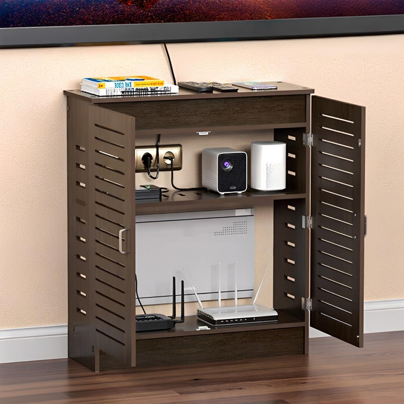 Mobiletto Portaoggetti Per Router WiFi, Modem Da Pavimento, Immagazzinaggio Nascondi Cavi,organizer Nascondere I Della Ciabatta Elettrica Soggiorno, Ufficio, Camera Letto