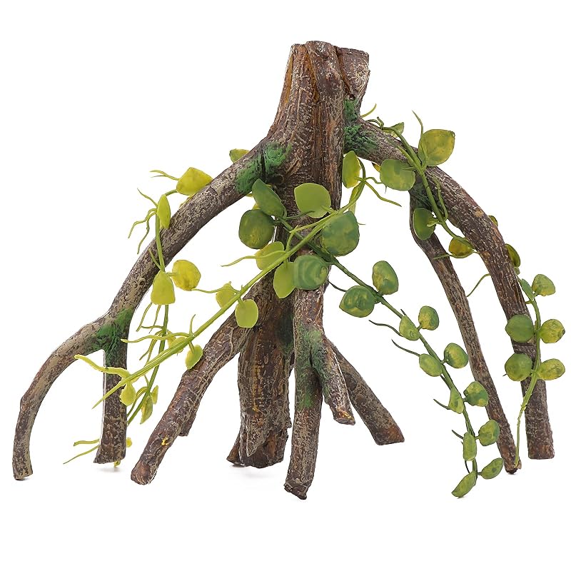 Planta Artificial com Galho de Escalada para Decoração de Terrário AQUA KT, Verde, 1 unidade