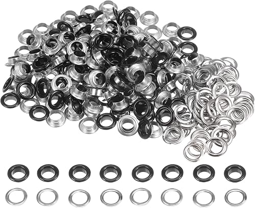 Miniatura 16 de HARFINGTON Juego de 200 ojales redondos de color de 0.394 pulgadas, ojales metálicos con arandelas para álbumes de recortes, zapatos, ropa, lona