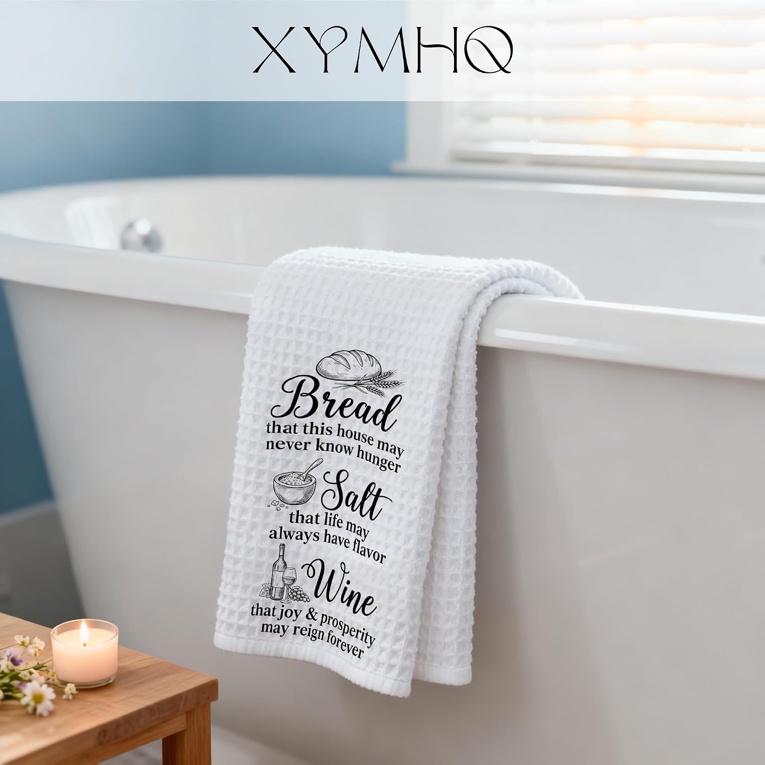 Blessing Baking Gift Kitchen Towels, Blessing Gifts for Couples, Traditional Bread Salt Wine Decor Hand Cloth for New Home Decor, 16x24 in