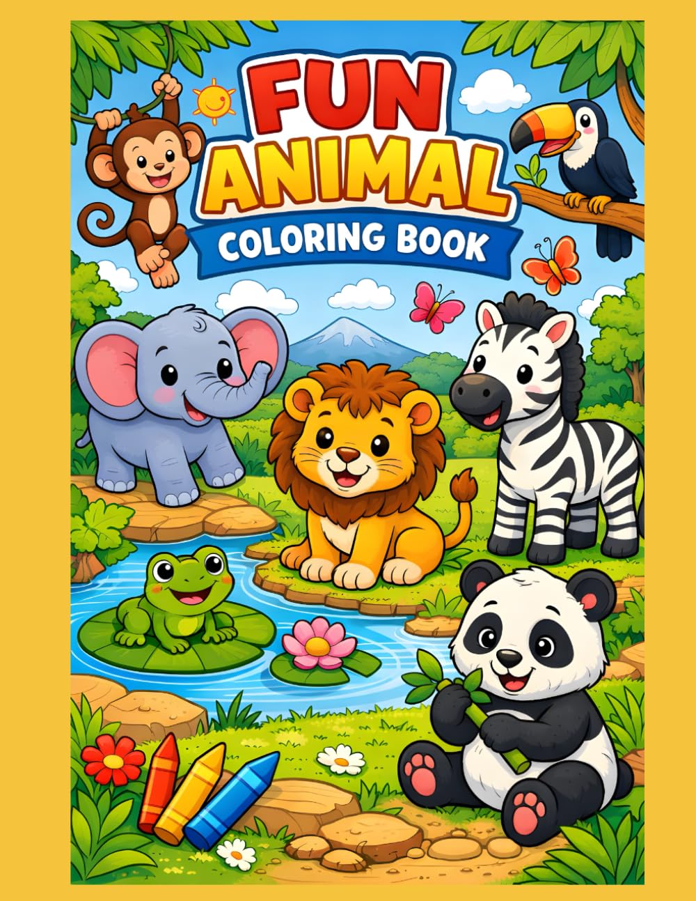 Animal Coloring Book for Kids Ages 3–6: Cute & Easy Animal Coloring Pages with Bold Designs for Preschool Learning, Creativity and Fun