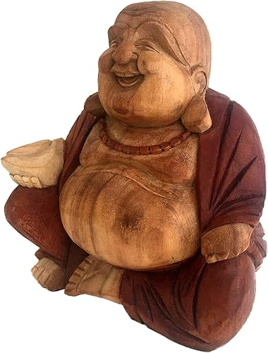 Vista 18 de OMA Estatua de Buda Escultura de Buda de madera maciza tallada Buda feliz Buda riendo FEDERAL (TM)