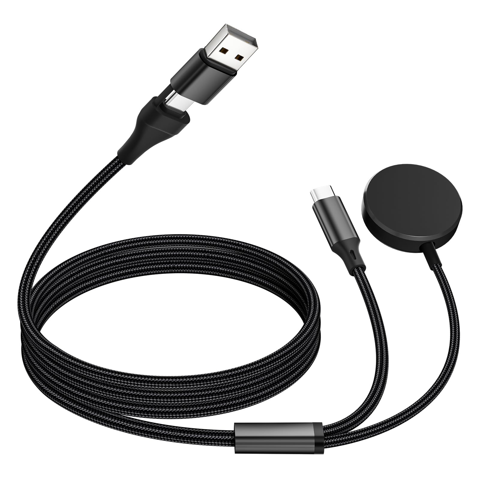 cugunu Câble de charge USB A/C vers Galaxy Watch/USB C multiple portable, 2 en 2 pour voiture, cordon de charge rapide sans fil, compatible avec Samsung Watch 8/7/6/5/4/3/téléphone Android