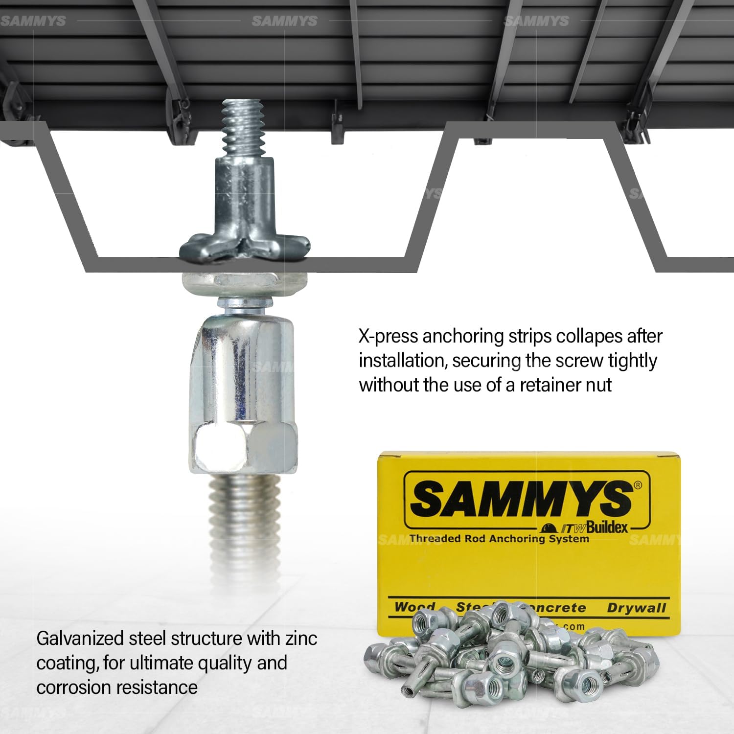 Everflow 8271957-25 1/2" Screw Swivel X-Press Expandable Threaded Rod Anchor Designed for Pipe Hanger, Steel with Electro-Zinc Finish (25 Pack)