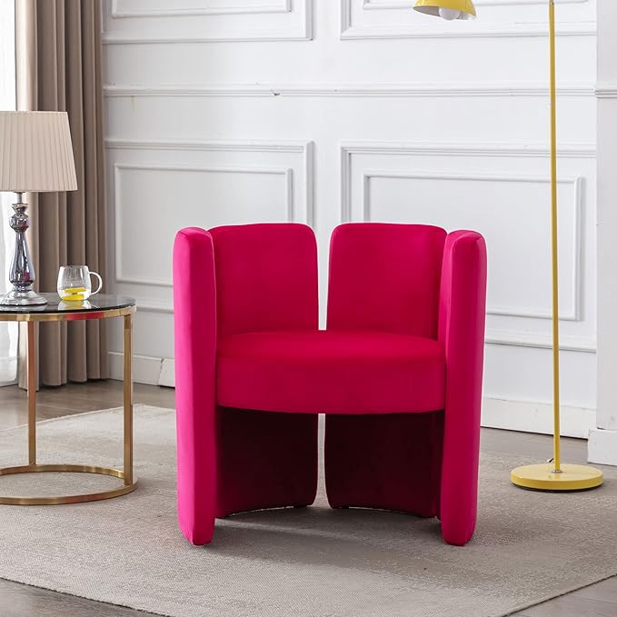 DM Furniture Modern Velvet Dining Chairs Cute Barrel Side