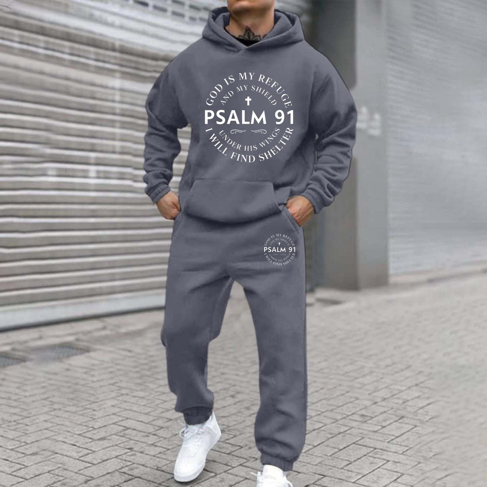Generisch Chándal para hombre, juego de 2 piezas, chándal de manga larga con bolsillos, traje de casa holgado, ropa deportiva con capucha y pantalones de jogging, informal, cómodo y casual