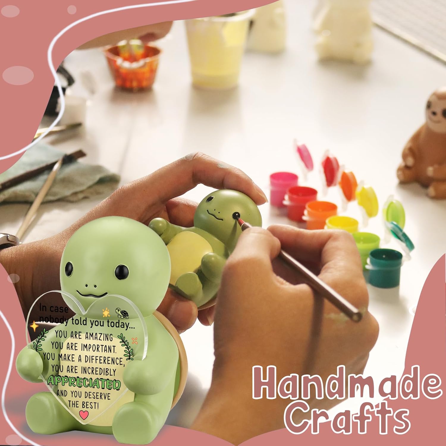 Motivational Turtle Figurine Desk Decor Sign image 3