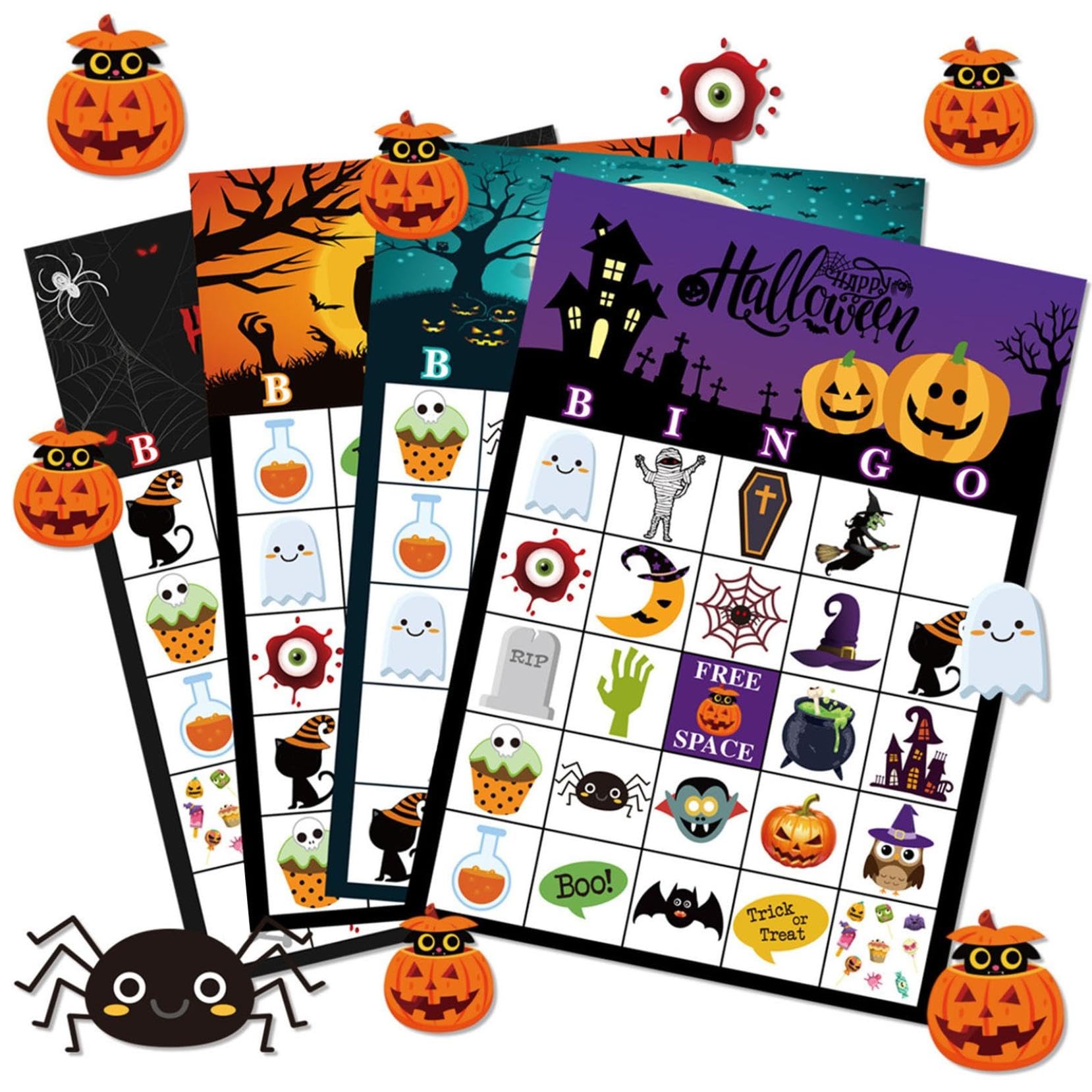 WiseJoy Bingo De Halloween - 24 Tarjetas Y 700 Marcadores | Juego De Mesa Y Fiesta | Regalo Divertido