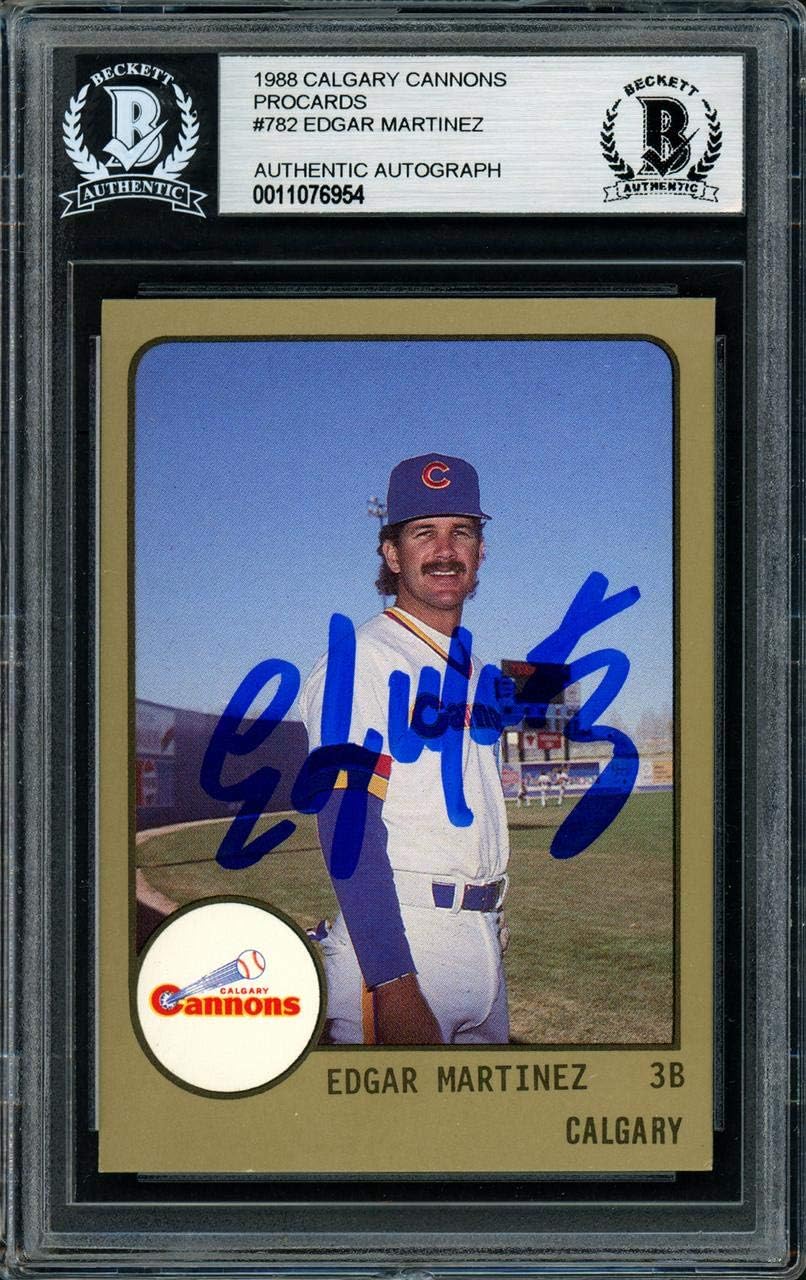 Topps Edgar Martinez Autographed 1988 Procards Rookie Card #782 Seattle Mariners Beckett Bas Stock #147105 - Baseball Slabbed Cards